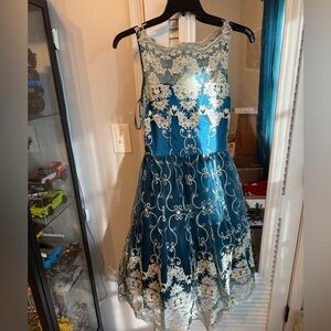 Chi Chi London Blue and Cream Lace Dress